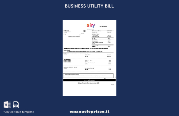 stile verificato Modello di estratto conto per bollette aziendali Sky del Regno 